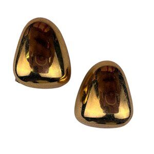 Vintage Monet Womens Gold Tone Clip-On Earrings Retro Abstract Design
